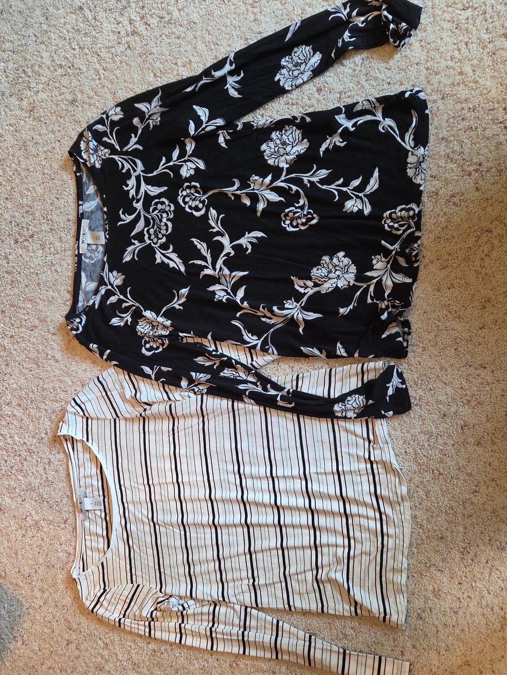 White House Black Market Black and White Floral Midi Skirt